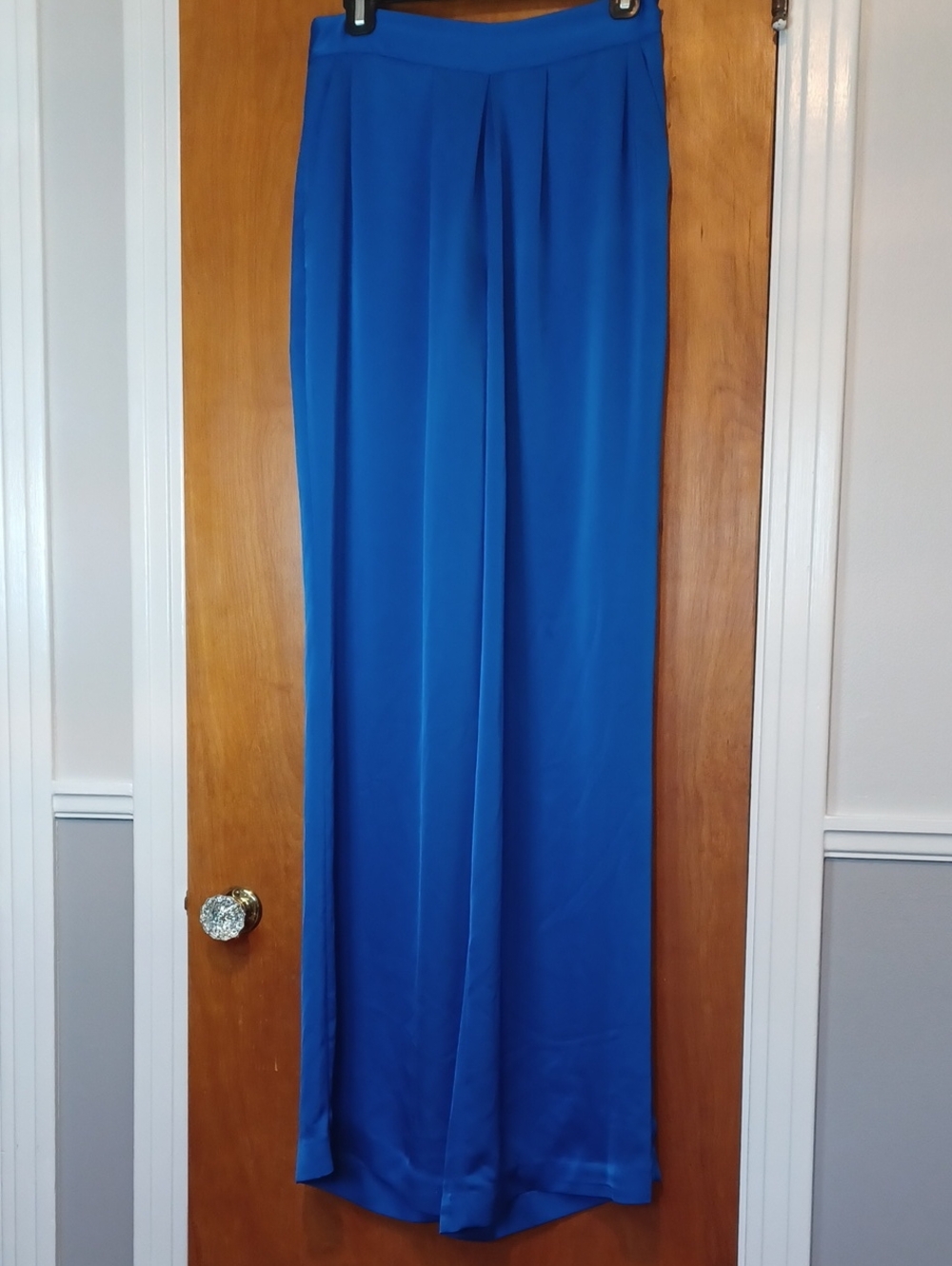Ramy Brook Satin Iris Pant Blue Strop. Size 6. NWT! Pleated With Side Zipper. - Picture 2 of 10